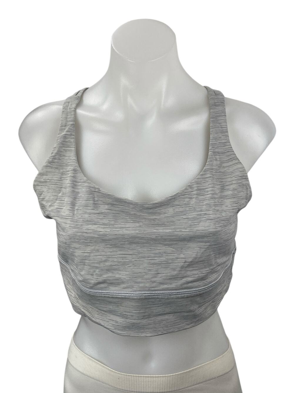 Lululemon Energy Gray Crossback Yoga Workout Athletic Sports Bra Crop Top Sz 12